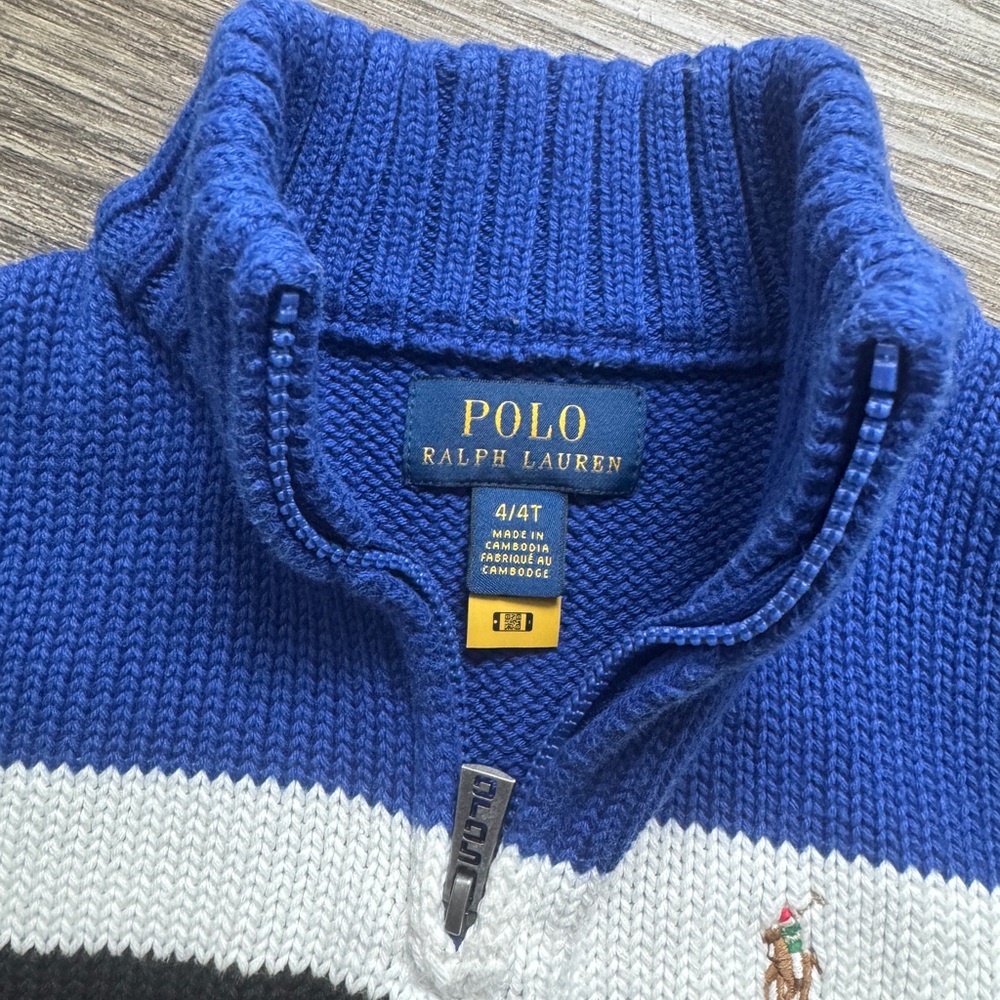 Polo by Ralph Lauren Toddler Boy’s Quarter Zip Up Sweater - Picture 2 of 5